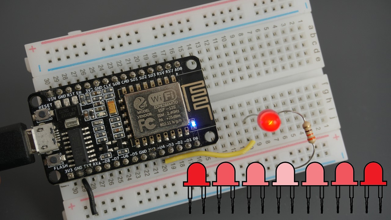 ESP8266 NodeMCU PWM with Arduino IDE - Dim LED (Analog Output) | Random Nerd Tutorials